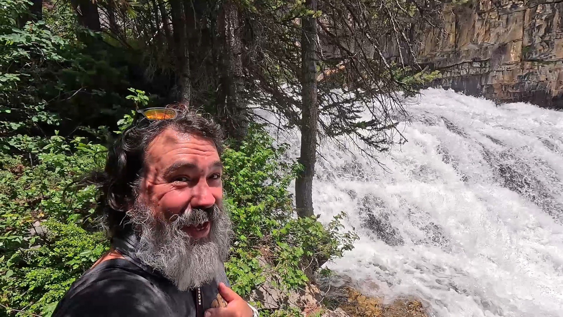 Exploring the top of Granite Creek Falls, Wyoming